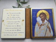 Diptyque icône du Christ bon berger avec prière du Notre Père : 